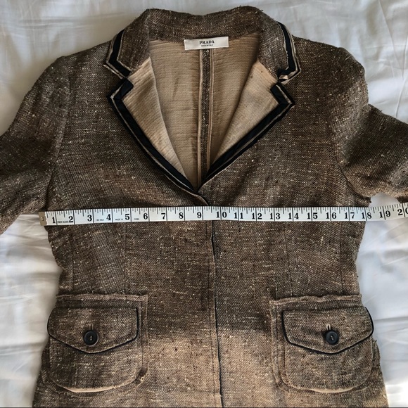 PRADA Silk Tweed Black Trim Beige Blazer 03-5245-8581 - Picture 14 of 14